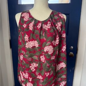 LOFT Floral Sleeveless Blouse - Red and Green